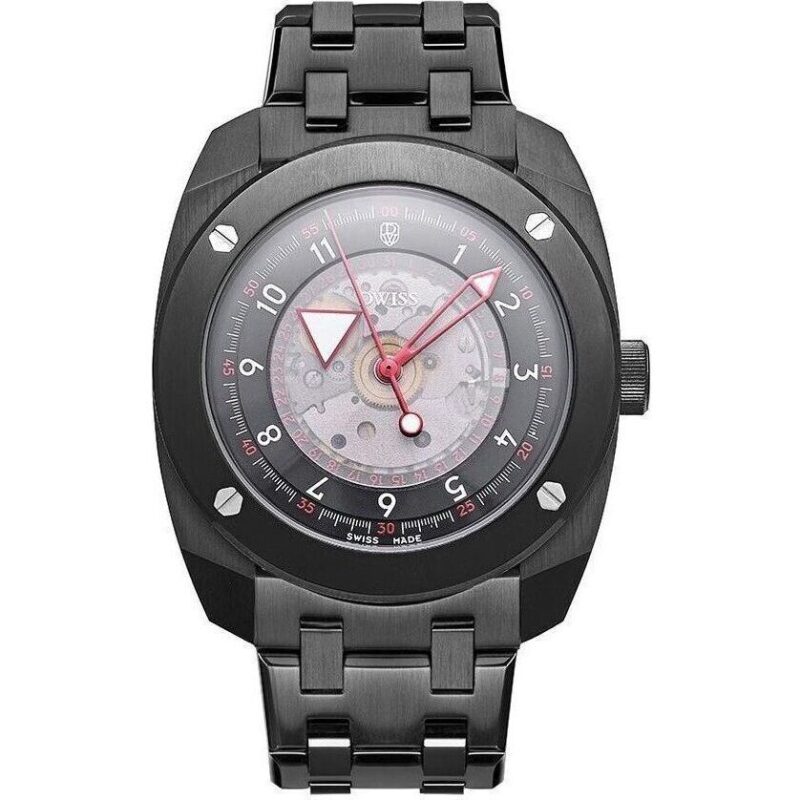 DWISS R2 Floating Hours Display Stainless Steel Bracelet Black Skeleton Dial Automatic R2-BB-BRACELET 100M Men's Watch DWISS R2 Floating Hours Display Stainless Steel Bracelet Black Skeleton Dial Automatic R2-BB-BRACELET 100M Men's Watch