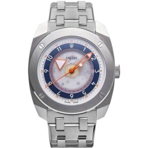 DWISS R2 Floating Hours Display Stainless Steel Blue And White Skeleton Dial Automatic R2-SL-BRACELET 100M Men's Watch