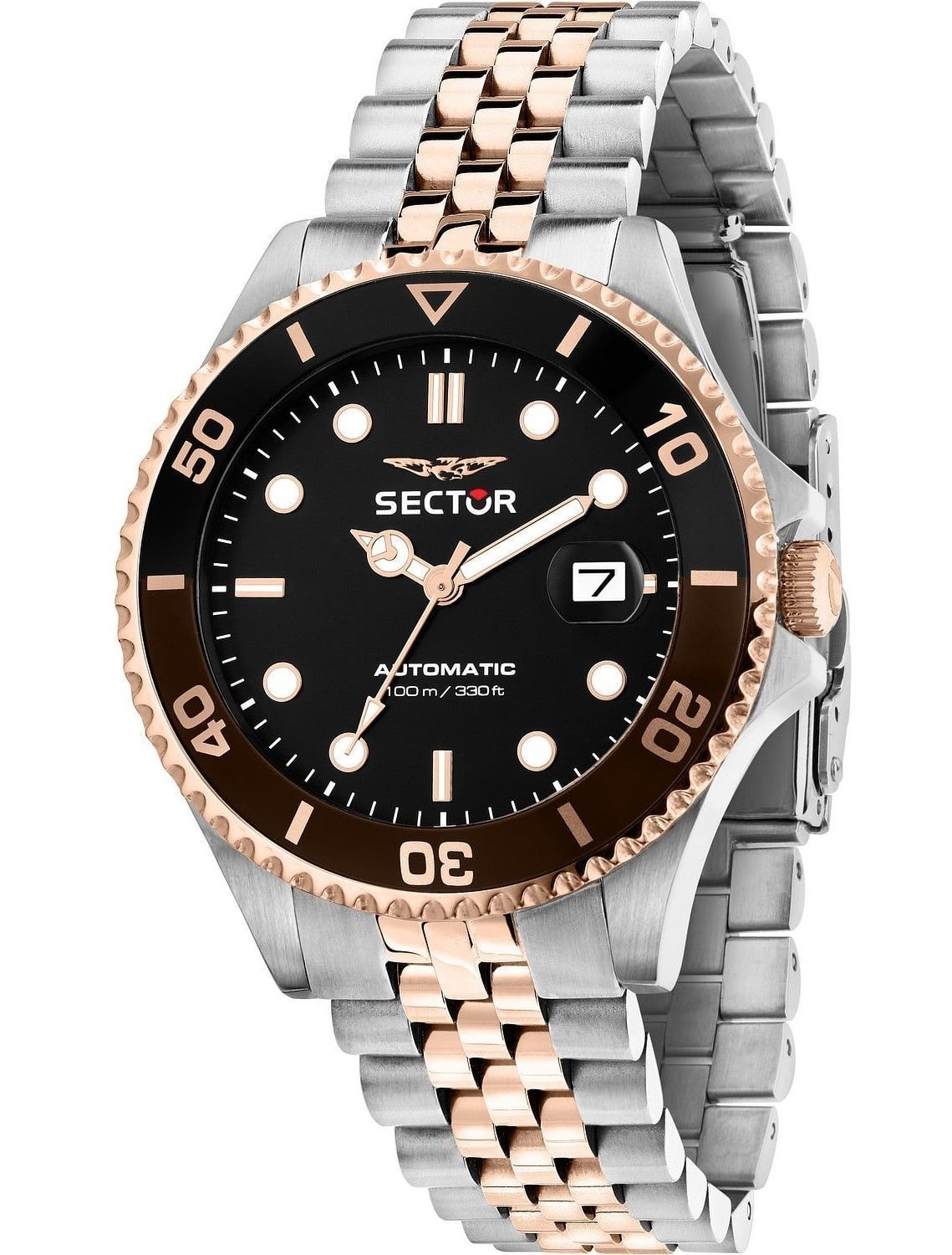 Sector 230 Two Tone Stainless Steel Black Dial Automatic R3223161014 100M Men's Watch