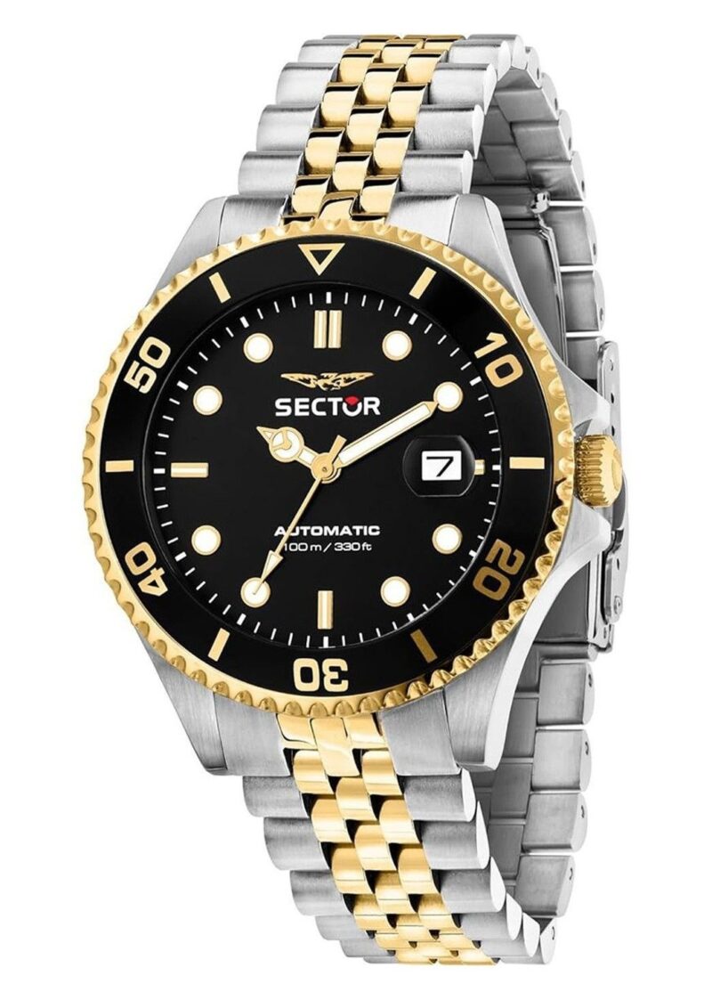 Sector 230 Two Tone Stainless Steel Black Dial Automatic R3223161015 100M Men's Watch