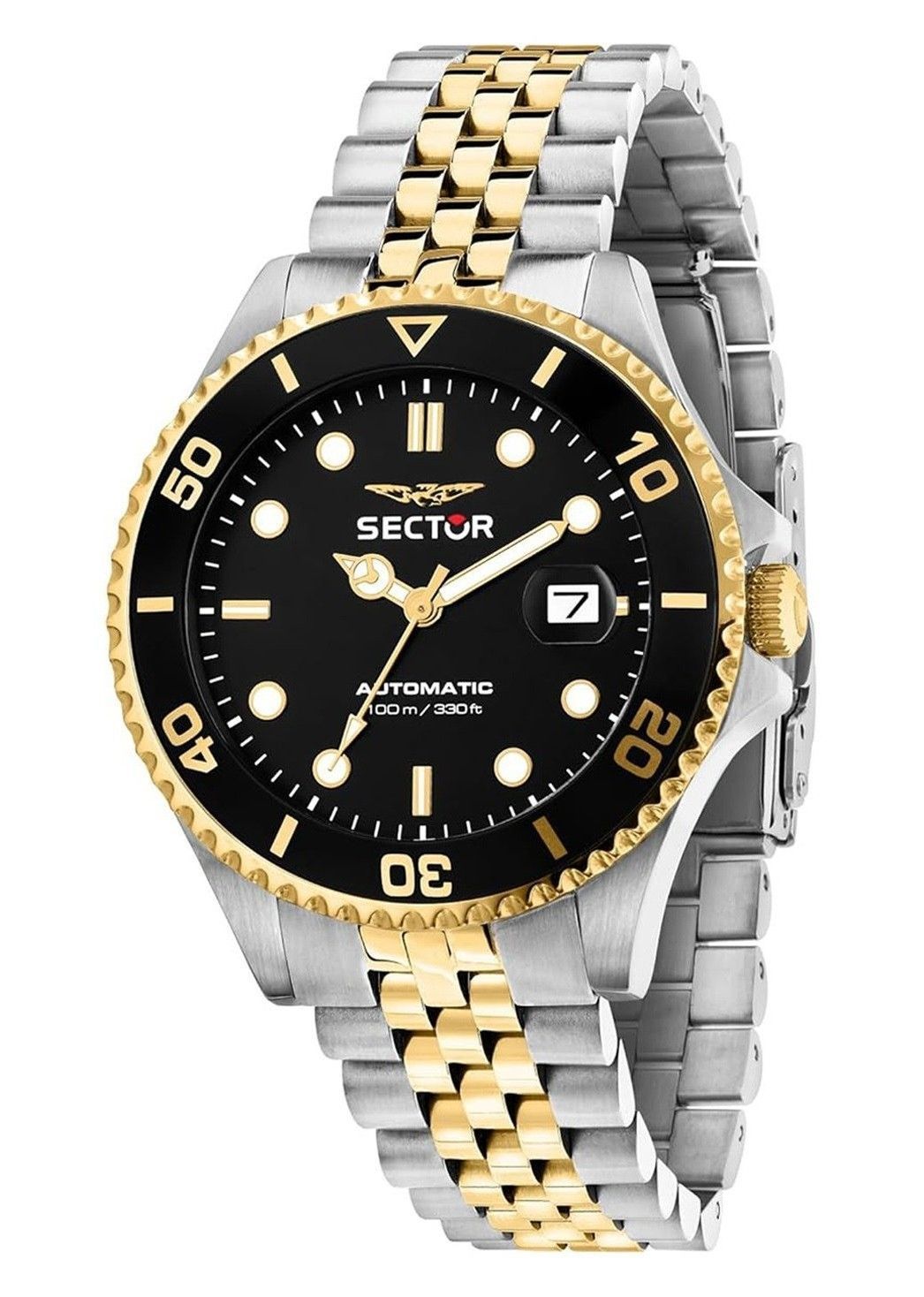 Sector 230 Two Tone Stainless Steel Black Dial Automatic R3223161015 100M Men's Watch