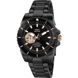 Sector 450 Automatico Stainless Steel Open Heart Black Dial Automatic R3223276002 100M Men's Watch