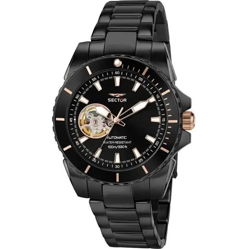 Sector 450 Automatico Stainless Steel Open Heart Black Dial Automatic R3223276002 100M Men's Watch