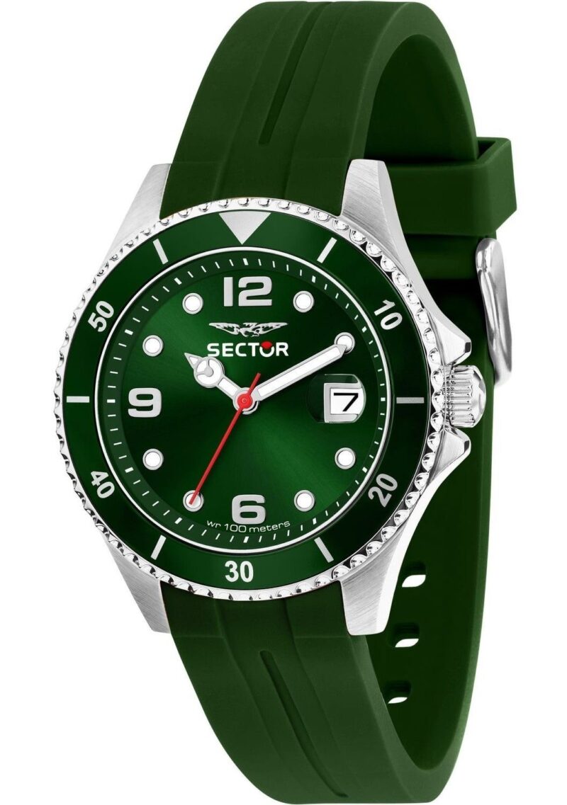 Sector 230 Silicone Strap Green Dial Quartz R3251161055 100M Men's Watch Sector 230 Silicone Strap Green Dial Quartz R3251161055 100M Men's Watch