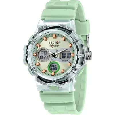 Sector Ex-46 Silicone Strap Green Dial Quartz R3251242502 Men's Watch