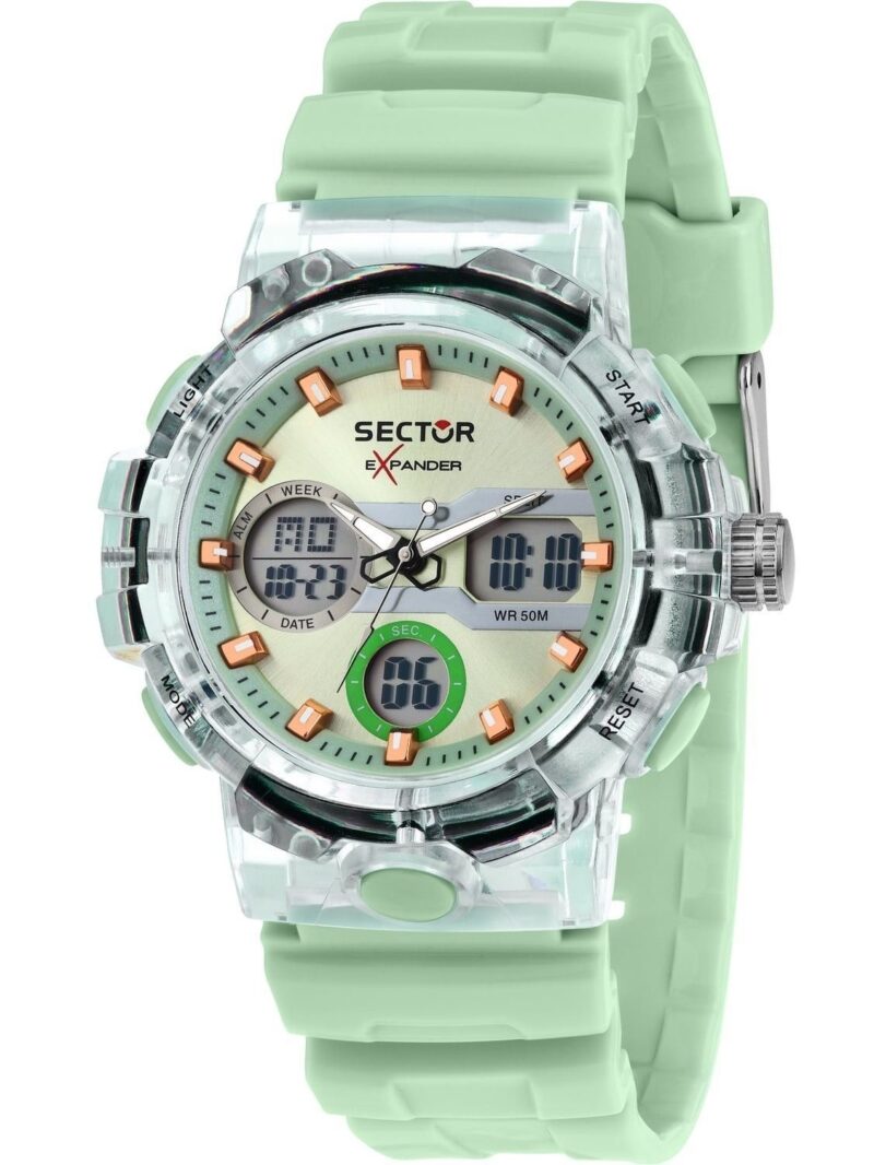Sector Ex-46 Silicone Strap Green Dial Quartz R3251242502 Men's Watch