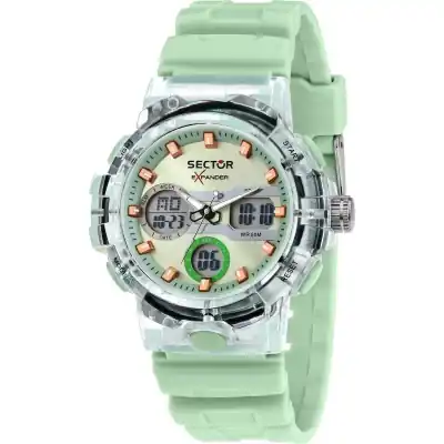 Sector Ex-46 Silicone Strap Green Dial Quartz R3251242502 Men's Watch