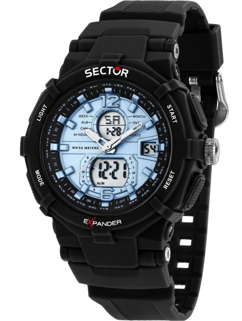 Sector Ex-09 Silicone Strap Blue Dial Quartz R3251296001 Men's Watch