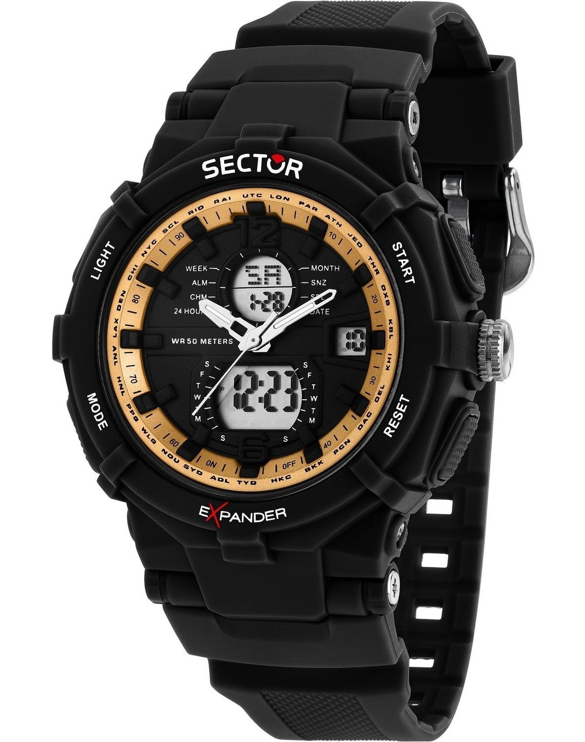 Sector Ex-09 Silicone Strap Black Dial Quartz R3251296004 Men's Watch