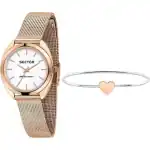 Sector 955 White Matt Dial Rose Gold Tone Stainless Steel Quartz R3253518515 Women's Watch