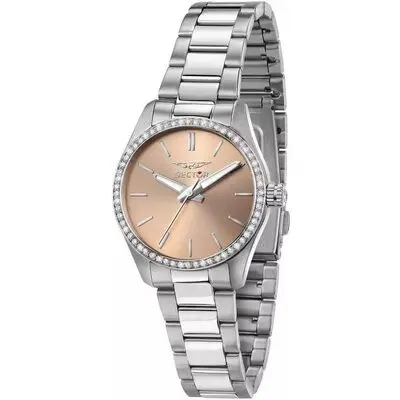 Sector 270 Just Time Crystal Accents Stainless Steel Rose Gold Dial Quartz R3253578506 Women's Watch