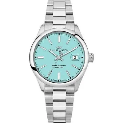 Philip Watch Swiss Made Caribe Urban Stainless Steel Turquoise Dial Quartz R8253597642 100M Men's Watch