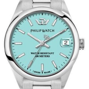 Philip Watch Swiss Made Caribe Urban Stainless Steel Turquoise Dial Quartz R8253597645 100M Women's Watch