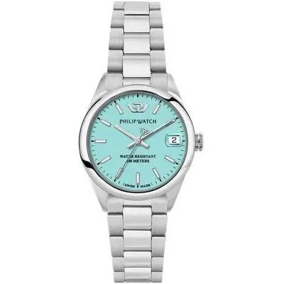 Philip Watch Swiss Made Caribe Urban Stainless Steel Turquoise Dial Quartz R8253597645 100M Women's Watch