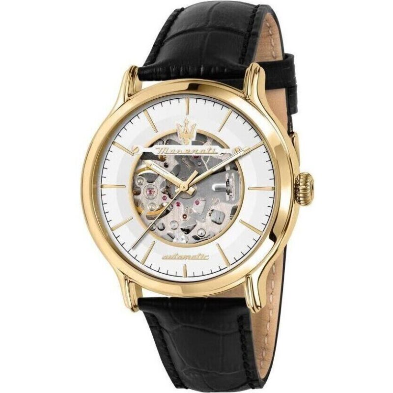 Maserati Epoca Leather Strap Black Dial Automatic R8821118011 100M Men's Watch