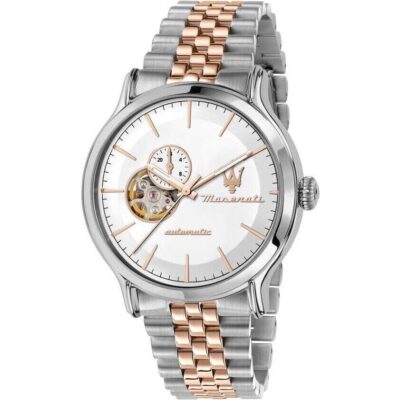 Maserati Epoca Two Tone Stainless Steel Open Heart White Dial Automatic R8823118008 100M Men's Watch