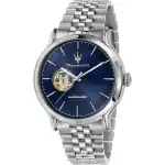 Maserati Epoca Stainless Steel Open Heart Blue Dial Automatic R8823118009 100M Men's Watch