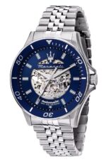 Maserati Sfida Stainless Steel Skeleton Blue Sunray Dial Automatic R8823140011 100M Men's Watch