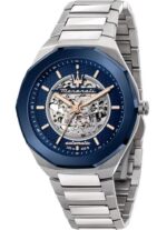 Maserati Stile Stainless Steel Blue Skeleton Dial Automatic R8823142004 100M Men's Watch