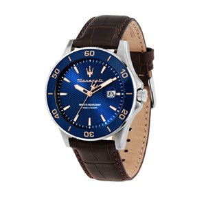 Maserati Competizione Leather Strap Blue Dial Quartz R8851100004 100M Men's Watch