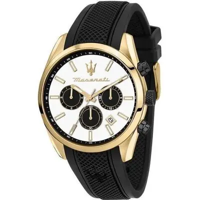 Maserati Attrazione Chronograph Silicone Strap White Dial Quartz R8851151001 Men's Watch