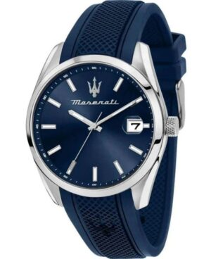 Maserati Attrazione Rubber Strap Blue Dial Quartz R8851151005 Men's Watch