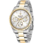 Maserati Competizione Two Tone Stainless Steel Silver Multifunction Dial Quartz R8853100021 100M Men's Watch