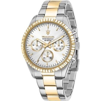 Maserati Competizione Two Tone Stainless Steel Silver Multifunction Dial Quartz R8853100021 100M Men's Watch