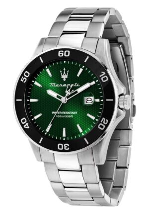 Maserati Competizione Stainless Steel Green Sunray Dial Quartz R8853100038 100M Men's Watch