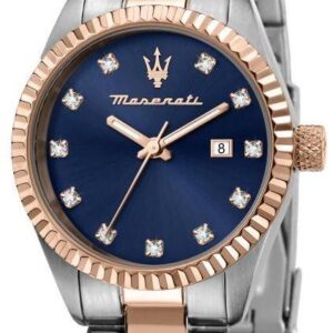 Maserati Competizione Crystal Accents Two Tone Stainless Steel Blue Dial Quartz R8853100507 100M Women's Watch