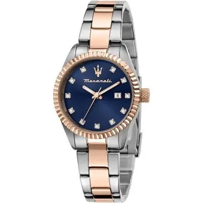 Maserati Competizione Crystal Accents Two Tone Stainless Steel Blue Dial Quartz R8853100507 100M Women's Watch