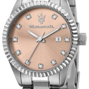 Maserati Competizione Crystal Accents Stainless Steel Rose Gold Dial Quartz R8853100509 100M Women's Watch