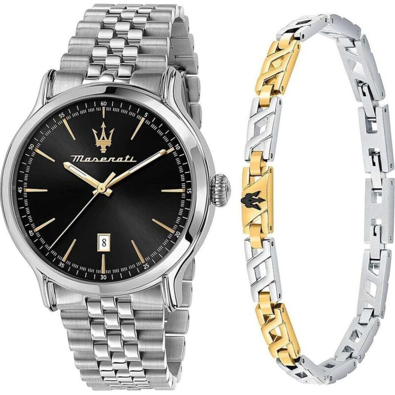 Maserati Epoca Stainless Steel Black Sunray Dial Quartz R8853118029 100M Men's Watch With Extra Bracelet Maserati Epoca Stainless Steel Black Sunray Dial Quartz R8853118029 100M Men's Watch With Extra Bracelet