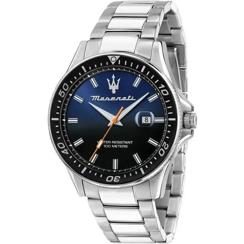 Maserati Sfida Stainless Steel Black And Blue Dial Quartz R8853140001 100M Men's Watch