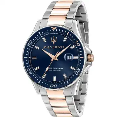 Maserati Sfida Blue Dial Two Tone Stainless Steel Quartz R8853140003 100M Men's Watch