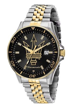 Maserati Sfida Two Tone Stainless Steel Black Sunray Dial Quartz R8853140009 100M Men's Watch