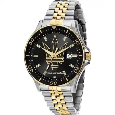 Maserati Sfida Two Tone Stainless Steel Black Sunray Dial Quartz R8853140009 100M Men's Watch