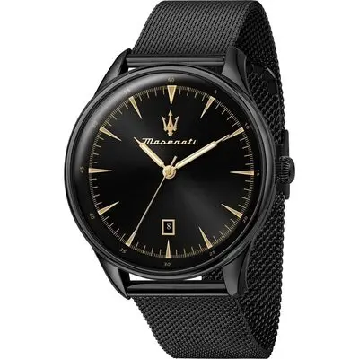 Maserati Tradizione Black Sunray Dial Quartz R8853146001 100M Men's Watch