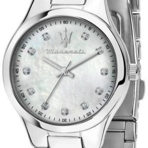 Maserati Attrazione Crystal Accents Stainless Steel Mother Of Pearl Dial Quartz R8853151504 Women's Watch