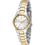 Maserati Attrazione Two Tone Stainless Steel Silver Sunray Dial Quartz R8853151505 Women's Watch