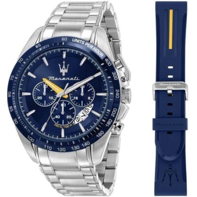 Maserati Modena Edition Chronograph Stainless Steel Blue Dial Quartz R8871612039 100M Men's Watch Gift Set