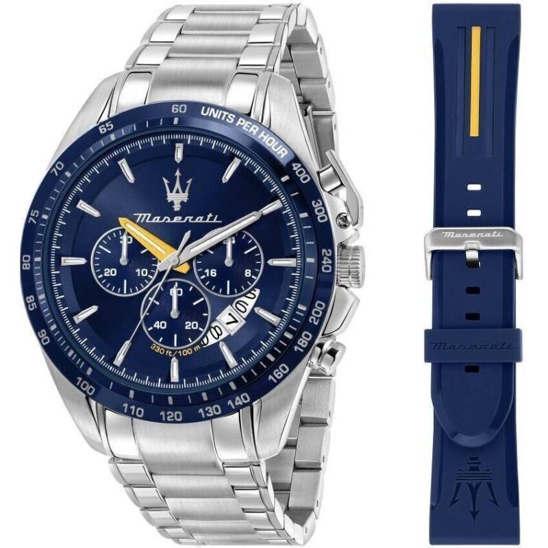 Maserati Modena Edition Chronograph Stainless Steel Blue Dial Quartz R8871612039 100M Men's Watch Gift Set