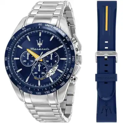 Maserati Modena Edition Chronograph Stainless Steel Blue Dial Quartz R8871612039 100M Men's Watch Gift Set Maserati Modena Edition Chronograph Stainless Steel Blue Dial Quartz R8871612039 100M Men's Watch Gift Set