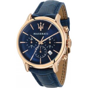 Maserati Epoca Chronograph Blue Dial Leather Strap Quartz R8871618013 100M Men's Watch