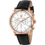 Maserati Epoca Chronograph Leather Strap White Dial Quartz R8871618016 100M Men's Watch
