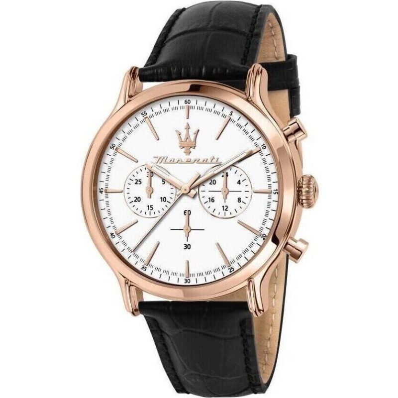 Maserati Epoca Chronograph Leather Strap White Dial Quartz R8871618016 100M Men's Watch Maserati Epoca Chronograph Leather Strap White Dial Quartz R8871618016 100M Men's Watch