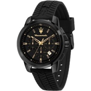 Maserati Successo Chronograph Silicone Strap Black Dial Quartz R8871621011 Men's Watch