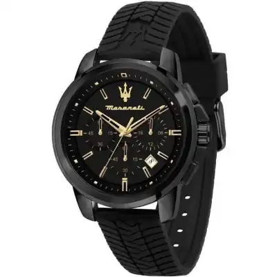 Maserati Successo Chronograph Silicone Strap Black Dial Quartz R8871621011 Men's Watch