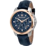 Maserati Successo Chronograph Leather Strap Blue Dial Quartz R8871621015 Men's Watch