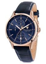 Maserati Sorpasso Chronograph Leather Strap Blue Sunray Dial Quartz R8871624009 100M Men's Watch